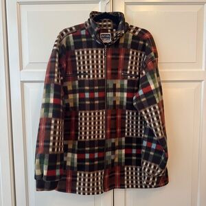 Vintage Details Sportswear Multicolour Plaid patchwork fleece Jacket- M (fits L)